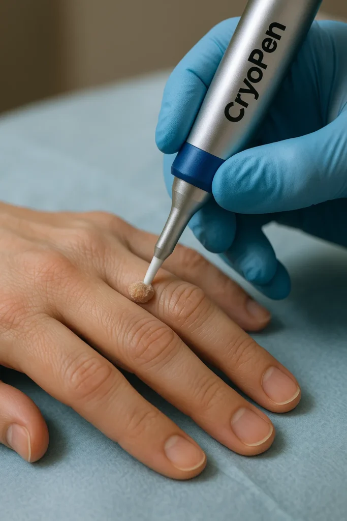 example of cryopen wart removal West Bromwich treatment on a persons finger