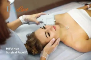 Woman having Hi-Fu to reduce wrinkles West Bromwich.
