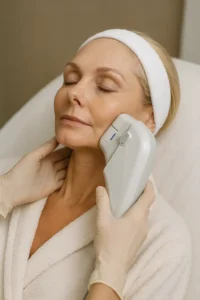 Woman receiving HIFU non surgical facelift treatment West Bromwich